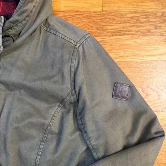 Hollister Y2K Utility Style Hooded Jacket with Red Buffalo Plaid Lining - Size M - Picture 8 of 9